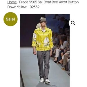 PRADA EUC SS05 Sail Boat Bee Yacht Vibrant Shirt Yellow Men L Women XL